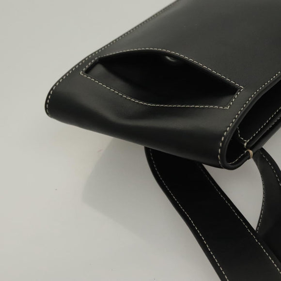BURBERRY Waist Bag Leather Black Gold Auth bs27391