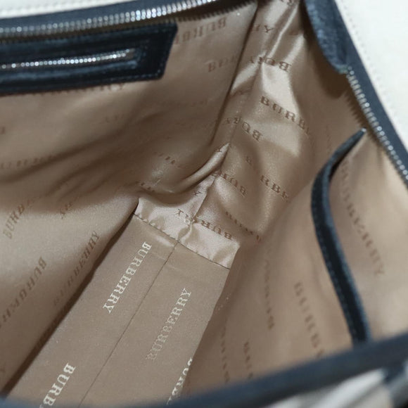 BURBERRY Nova Check Tote Bag Canvas Beige Silver Auth bs27393