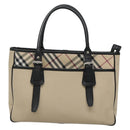 BURBERRY Nova Check Tote Bag Canvas Beige Silver Auth bs27393-13