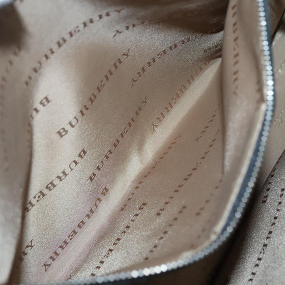 BURBERRY Nova Check Tote Bag Canvas Beige Silver Auth bs27393