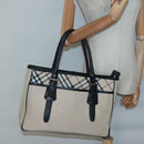 BURBERRY Nova Check Tote Bag Canvas Beige Silver Auth bs27393-24