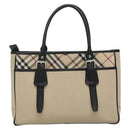 BURBERRY Nova Check Tote Bag Canvas Beige Silver Auth bs27393-2