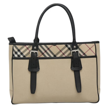 BURBERRY Nova Check Tote Bag Canvas Beige Silver Auth bs27393 - 0