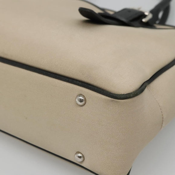 BURBERRY Nova Check Tote Bag Canvas Beige Silver Auth bs27393