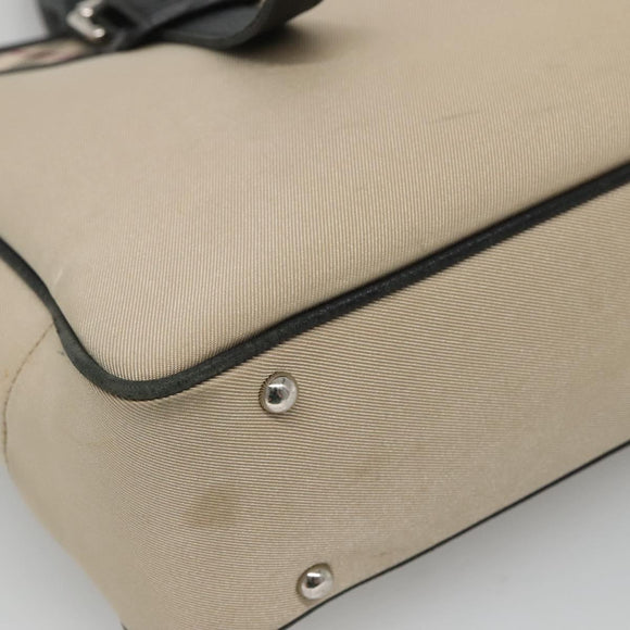 BURBERRY Nova Check Tote Bag Canvas Beige Silver Auth bs27393