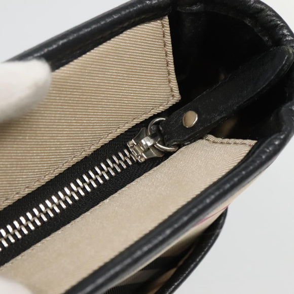 BURBERRY Nova Check Tote Bag Canvas Beige Silver Auth bs27393