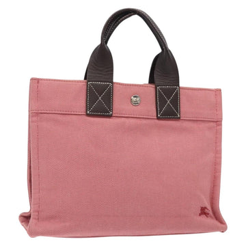 BURBERRY Blue Label Hand Bag Canvas Pink Silver Auth bs27396