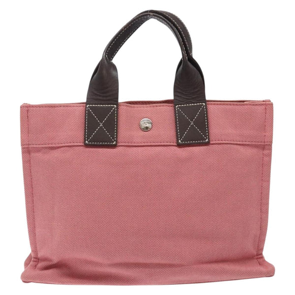 BURBERRY Blue Label Hand Bag Canvas Pink Silver Auth bs27396
