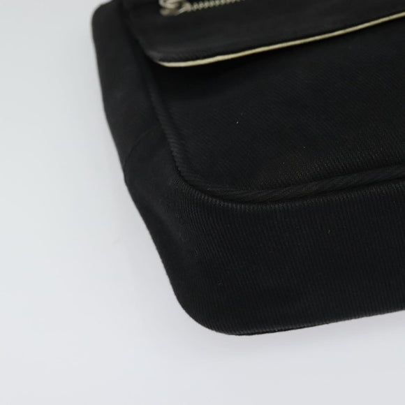 BURBERRY Blue Label Shoulder Bag Canvas Black Silver Auth bs27397