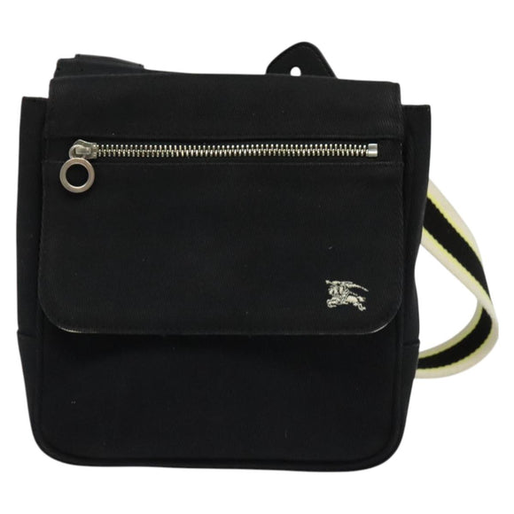 BURBERRY Blue Label Shoulder Bag Canvas Black Silver Auth bs27397