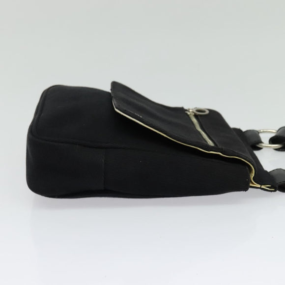 BURBERRY Blue Label Shoulder Bag Canvas Black Silver Auth bs27397