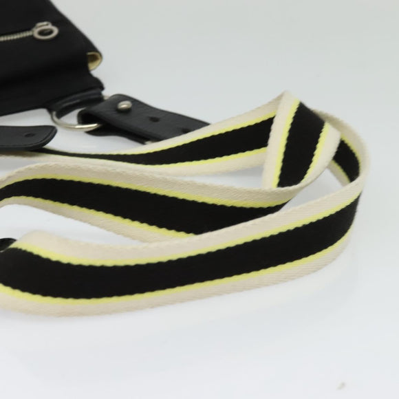 BURBERRY Blue Label Shoulder Bag Canvas Black Silver Auth bs27397