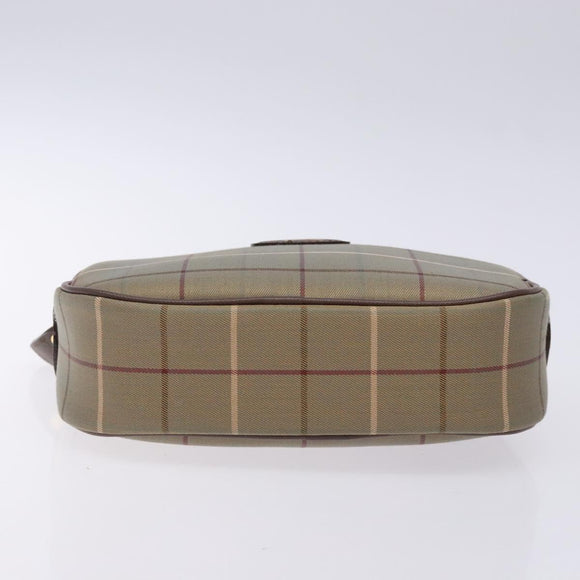 Burberrys Nova Check Pouch Canvas Beige Gold Auth bs27402