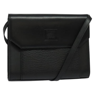 Burberrys Shoulder Bag Leather Black Gold Auth bs27403