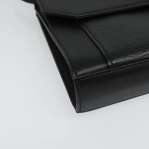 Burberrys Shoulder Bag Leather Black Gold Auth bs27403