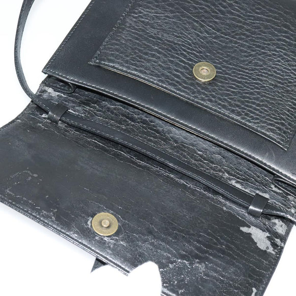 Burberrys Shoulder Bag Leather Black Gold Auth bs27403