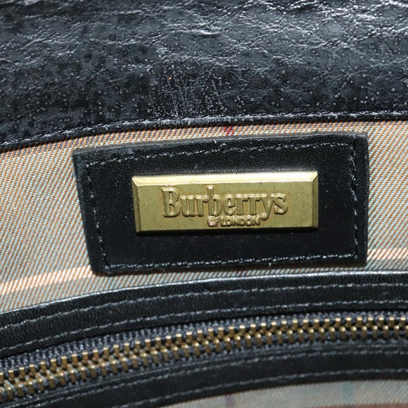 Burberrys Shoulder Bag Leather Black Gold Auth bs27403