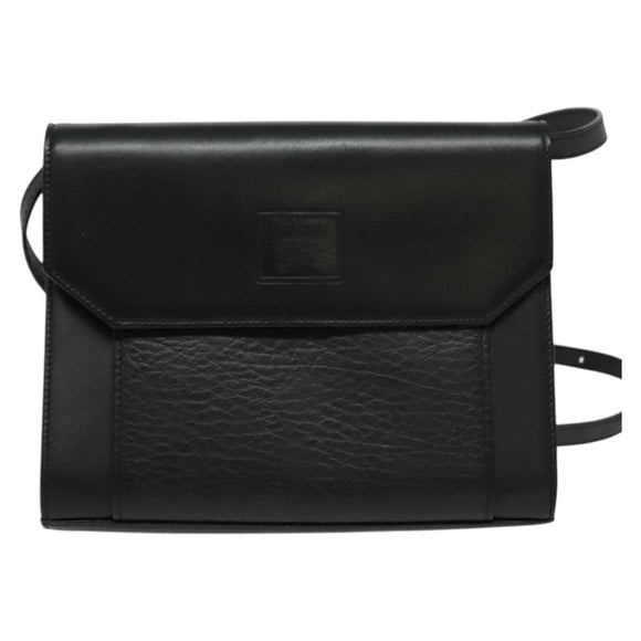 Burberrys Shoulder Bag Leather Black Gold Auth bs27403