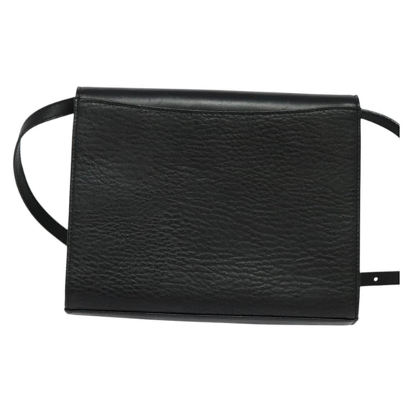 Burberrys Shoulder Bag Leather Black Gold Auth bs27403