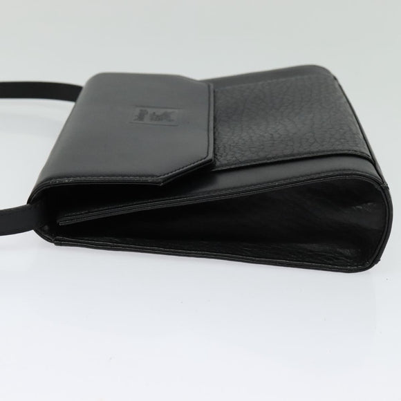 Burberrys Shoulder Bag Leather Black Gold Auth bs27403