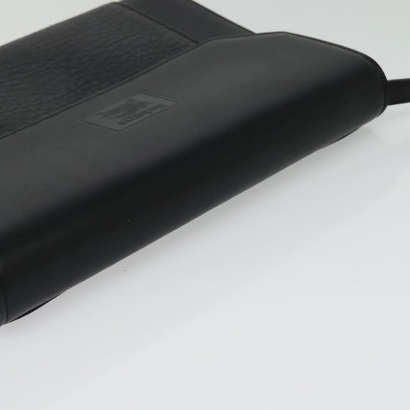 Burberrys Shoulder Bag Leather Black Gold Auth bs27403