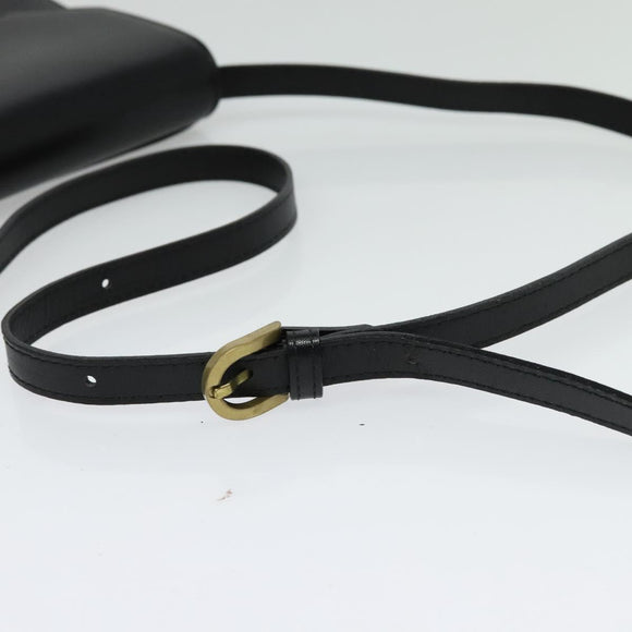 Burberrys Shoulder Bag Leather Black Gold Auth bs27403