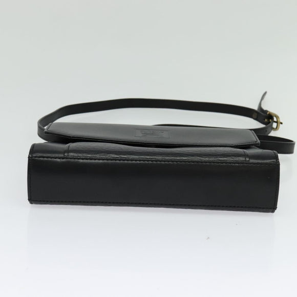 Burberrys Shoulder Bag Leather Black Gold Auth bs27403