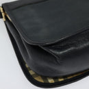 Burberrys Shoulder Bag Leather Navy Gold Auth bs27404-15