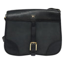 Burberrys Shoulder Bag Leather Navy Gold Auth bs27404-13
