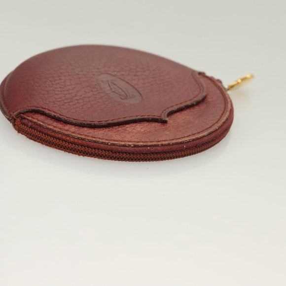 CARTIER Must Line Wallet Leather 3Set Bordeaux Gold Auth bs27409