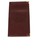 CARTIER Must Line Wallet Leather 3Set Bordeaux Gold Auth bs27409-2