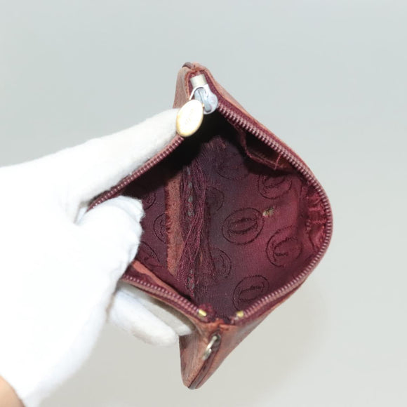 CARTIER Must Line Wallet Leather 3Set Bordeaux Gold Auth bs27409