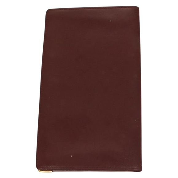 CARTIER Must Line Wallet Leather 3Set Bordeaux Gold Auth bs27409