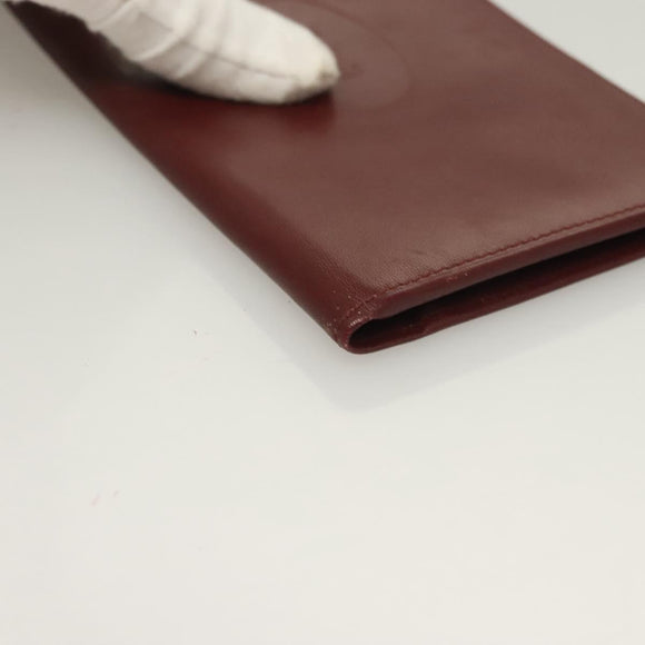 CARTIER Must Line Wallet Leather 3Set Bordeaux Gold Auth bs27409