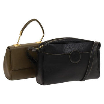 GIVENCHY Shoulder Bag Leather 2Set Brown Black gold Auth bs27411