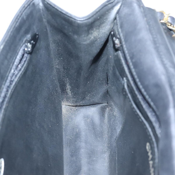 CHANEL Matelasse Chain Shoulder Bag Lamb Skin Black Gold CC Auth bs27414