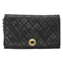 CHANEL Matelasse Chain Shoulder Bag Lamb Skin Black Gold CC Auth bs27414-13