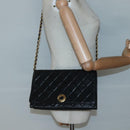 CHANEL Matelasse Chain Shoulder Bag Lamb Skin Black Gold CC Auth bs27414-22