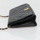 CHANEL Matelasse Chain Shoulder Bag Lamb Skin Black Gold CC Auth bs27414-4