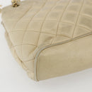 CHANEL Matelasse Chain Shoulder Bag Lamb Skin Beige Gold CC Auth bs27415-12