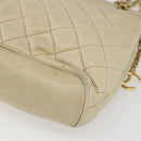CHANEL Matelasse Chain Shoulder Bag Lamb Skin Beige Gold CC Auth bs27415-13