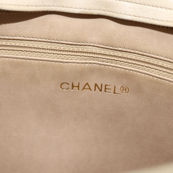 CHANEL Matelasse Chain Shoulder Bag Lamb Skin Beige Gold CC Auth bs27415