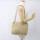 CHANEL Matelasse Chain Shoulder Bag Lamb Skin Beige Gold CC Auth bs27415-28