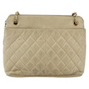 CHANEL Matelasse Chain Shoulder Bag Lamb Skin Beige Gold CC Auth bs27415-2