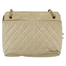 CHANEL Matelasse Chain Shoulder Bag Lamb Skin Beige Gold CC Auth bs27415-3