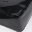 CHANEL Tote Bag Enamel Black Gold CC Auth bs27418-11