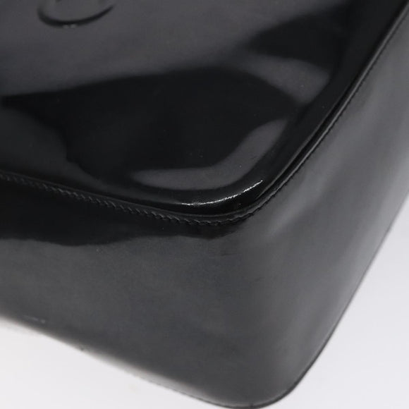 CHANEL Tote Bag Enamel Black Gold CC Auth bs27418