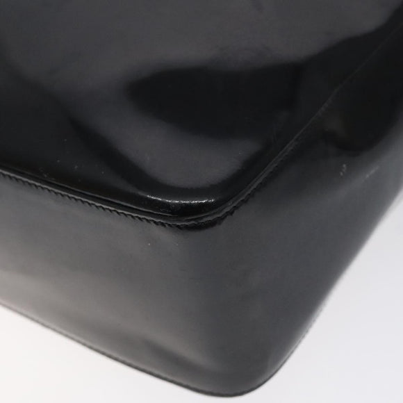 CHANEL Tote Bag Enamel Black Gold CC Auth bs27418