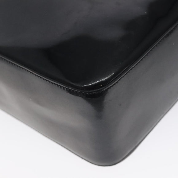 CHANEL Tote Bag Enamel Black Gold CC Auth bs27418