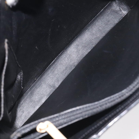 CHANEL Tote Bag Enamel Black Gold CC Auth bs27418